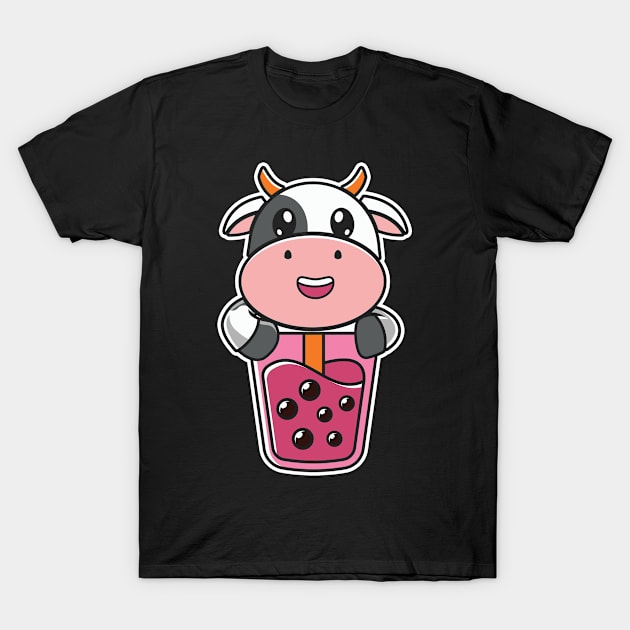 cow kawaii boba tea T-Shirt by AdelDa19